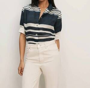 NEW VERONICA BEARD hollandale top in navy dove
